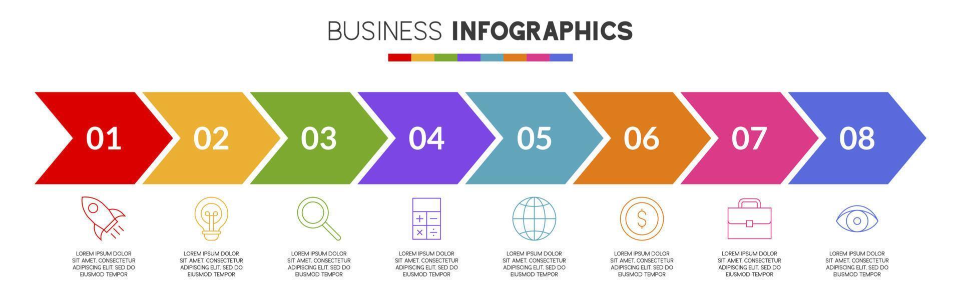 infographie conception modèle et Icônes avec 8 les options ou 8 pas vecteur