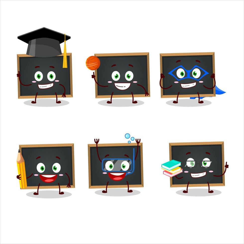 école étudiant de tableau noir dessin animé personnage avec divers expressions vecteur