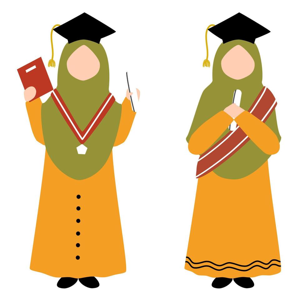 ensemble de hijabi musulman l'obtention du diplôme illustration vecteur