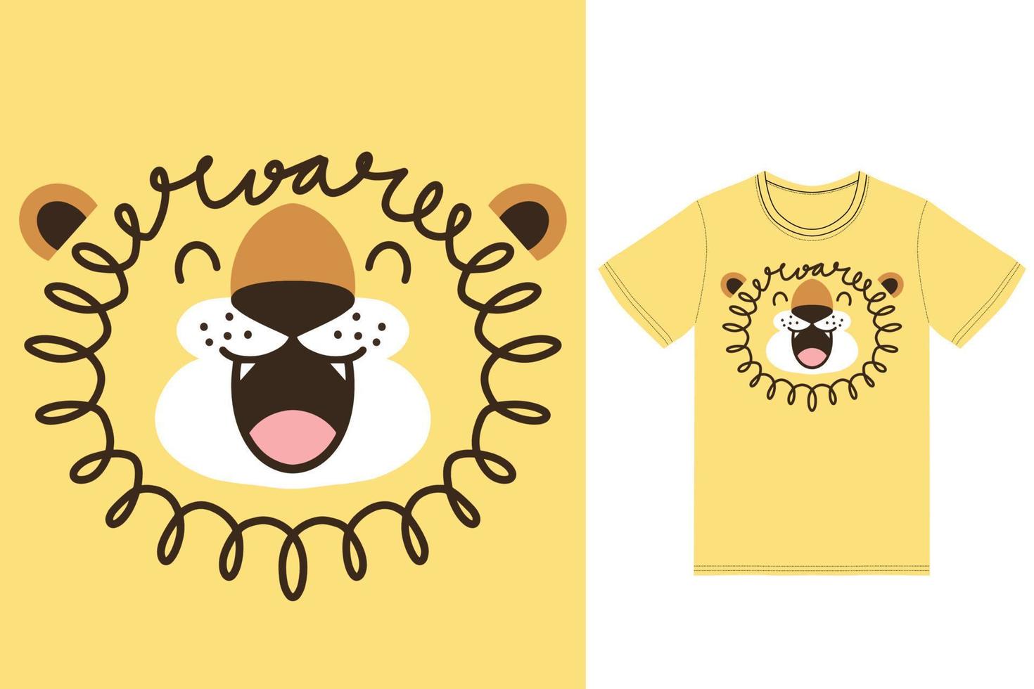 mignonne Lion rugir illustration avec T-shirt conception prime vecteur
