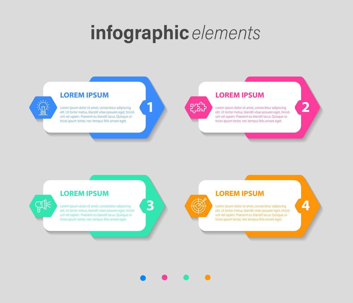 modèle de conception infographique vectoriel avec 4 options ou étapes