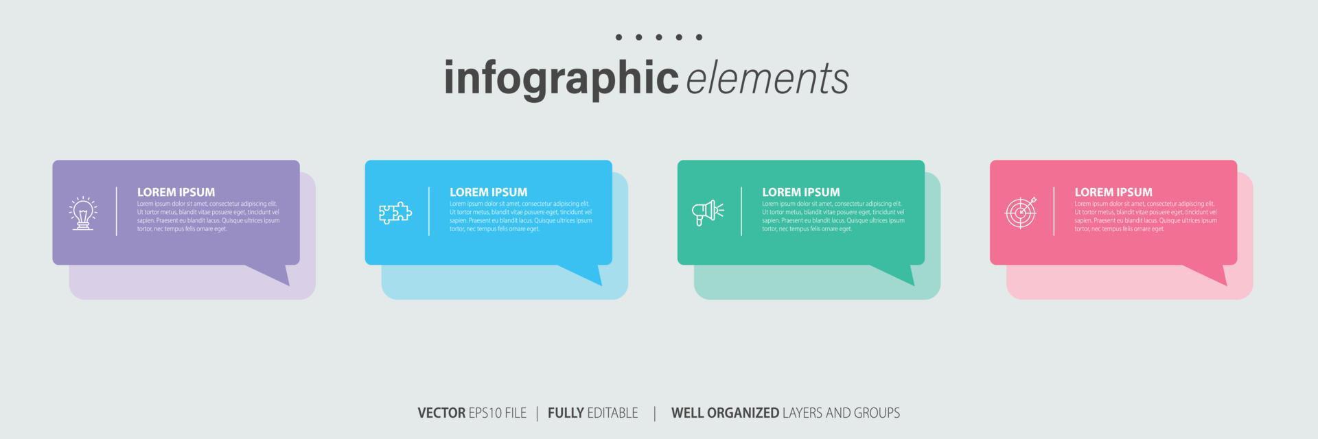 vecteur infographie plat modèle cercles pour quatre étiqueter, diagramme, graphique, présentation. affaires concept avec 4 options. pour contenu, organigramme, pas, calendrier, flux de travail, commercialisation. eps10