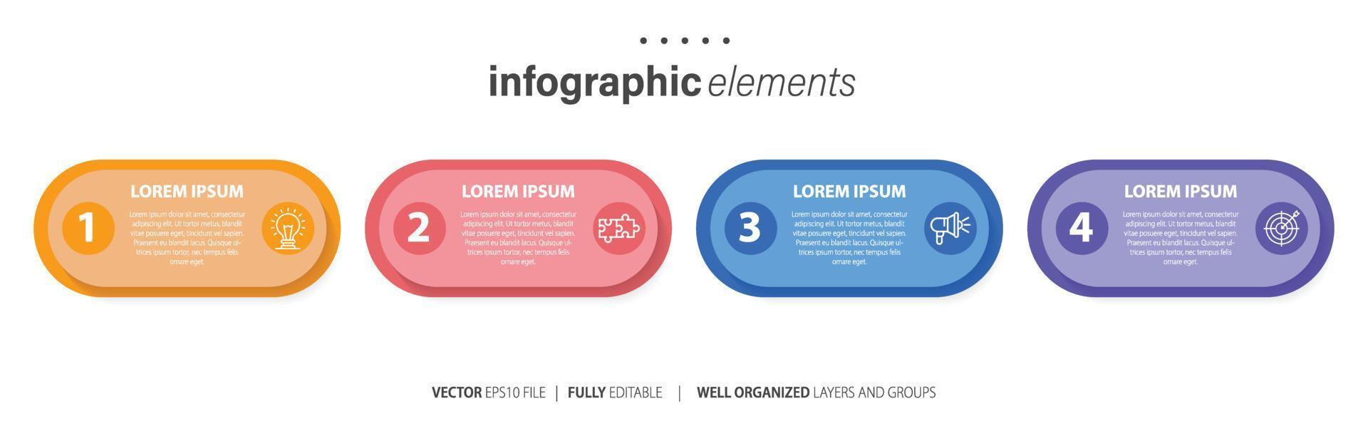 moderne infographie modèle avec 4 pas. affaires cercle modèle avec les options pour brochure, diagramme, flux de travail, calendrier, la toile conception. vecteur eps dix