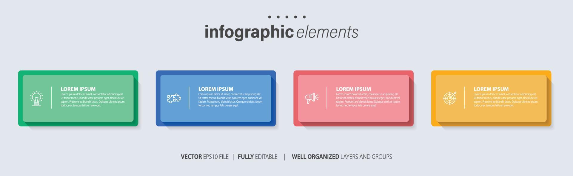 modèle d'infographie d'entreprise de présentation avec 4 options. illustration vectorielle. vecteur