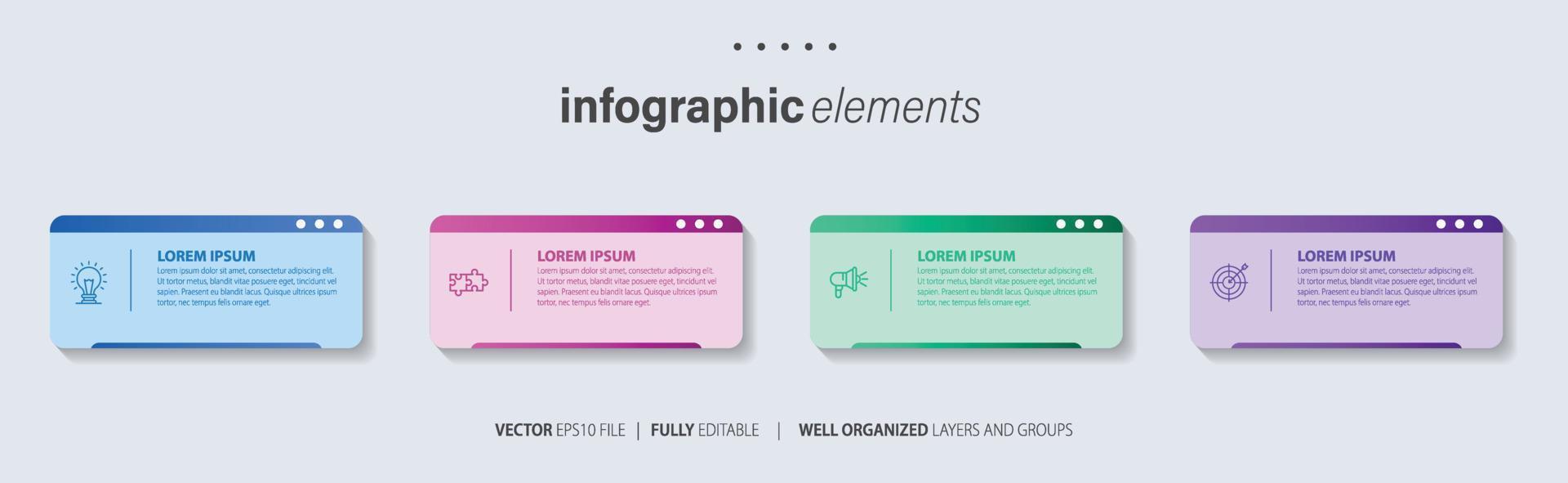 modèle d'infographie d'entreprise de présentation avec 4 options. illustration vectorielle. vecteur