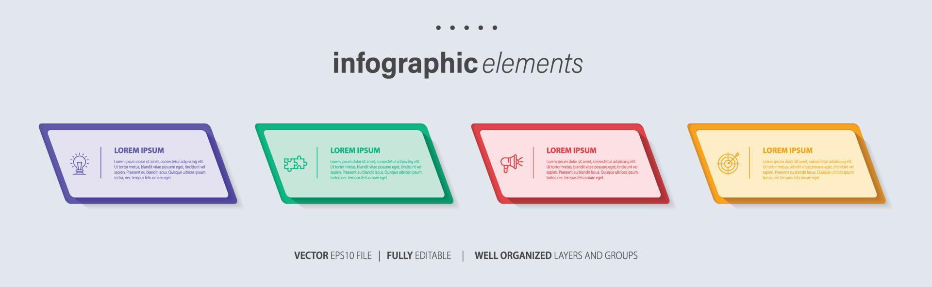 modèle d'infographie d'entreprise de présentation avec 4 options. illustration vectorielle. vecteur