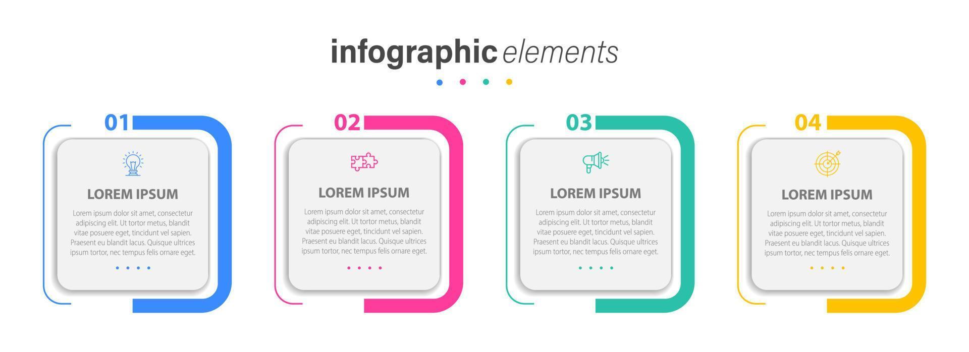 affaires infographie éléments modèle conception avec Icônes et 4 les options ou pas. vecteur illustration.