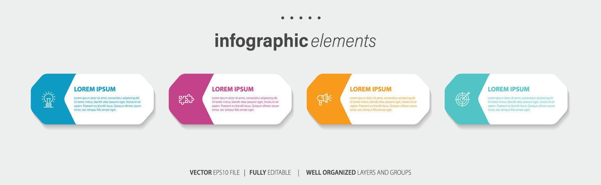 vecteur infographie plat modèle cercles pour quatre étiqueter, diagramme, graphique, présentation. affaires concept avec 4 options. pour contenu, organigramme, pas, calendrier, flux de travail, commercialisation. eps10