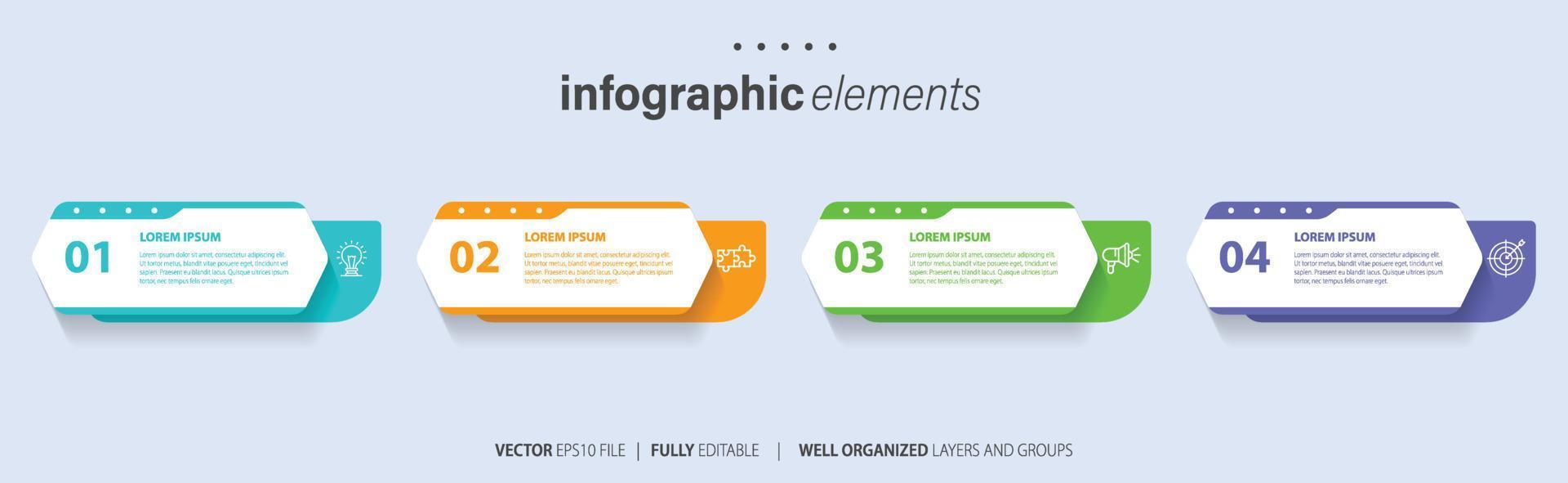 moderne infographie modèle avec 4 pas. affaires cercle modèle avec les options pour brochure, diagramme, flux de travail, calendrier, la toile conception. vecteur eps dix