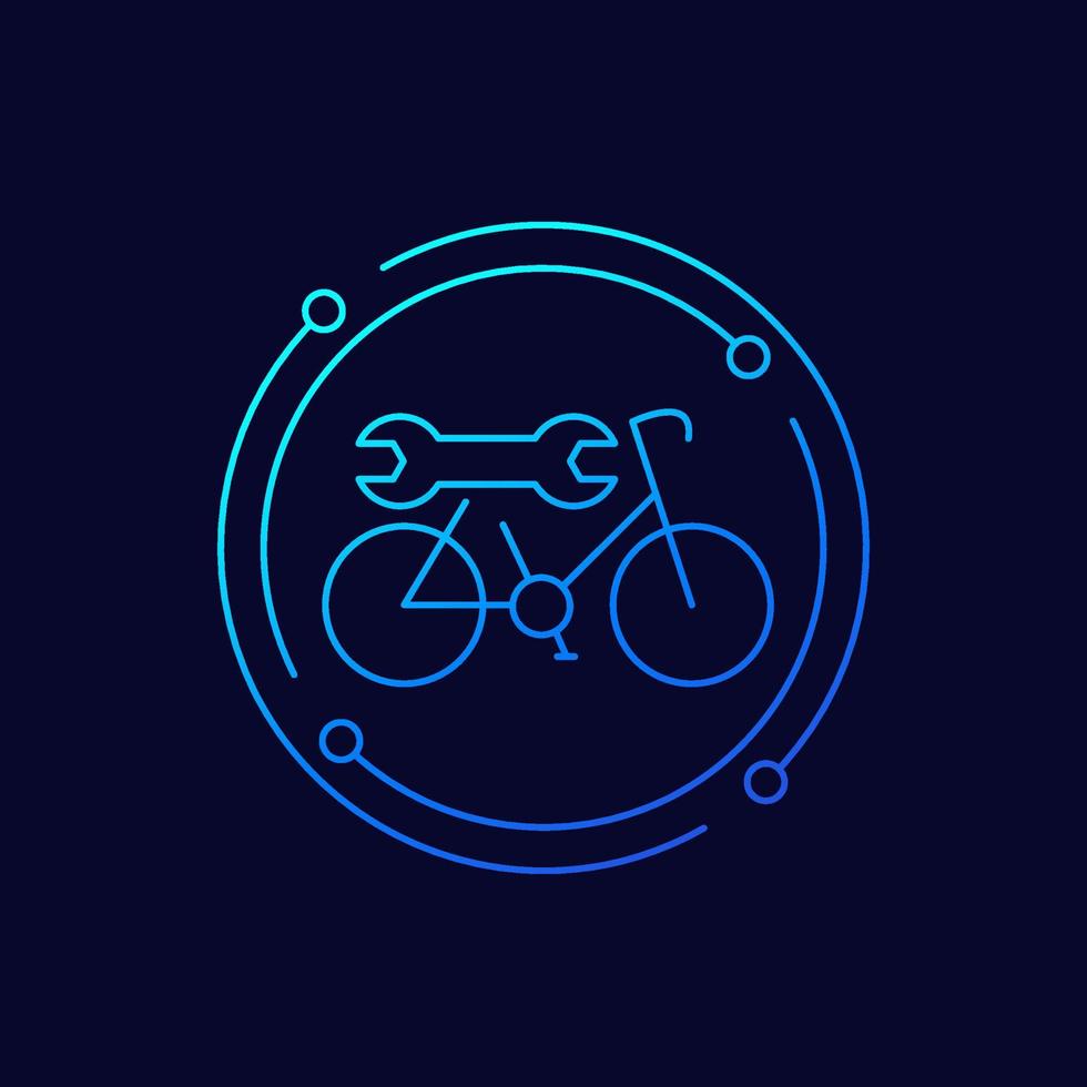 vélo, bicyclette réparation un service icône, linéaire conception vecteur