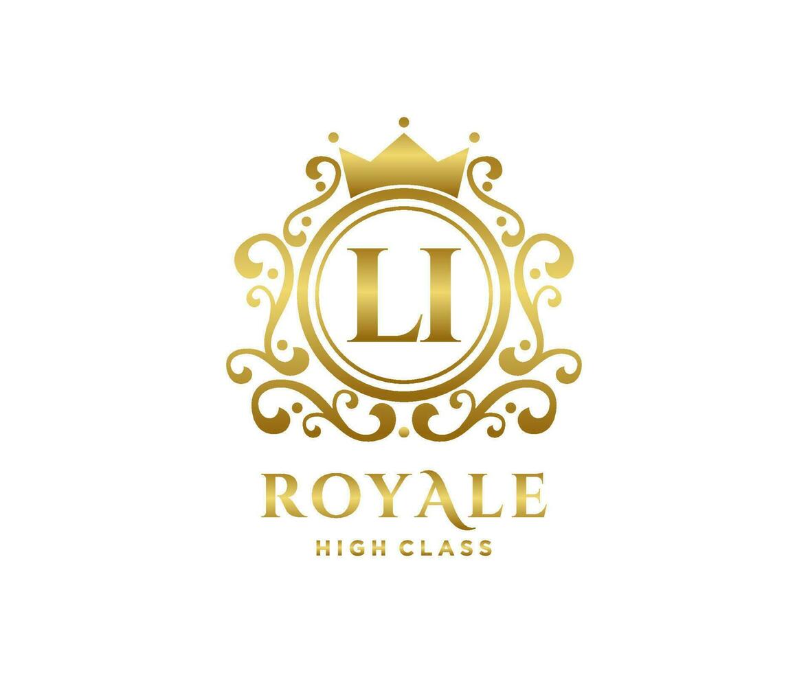 d'or lettre li modèle logo luxe or lettre avec couronne. monogramme alphabet . magnifique Royal initiales lettre. vecteur