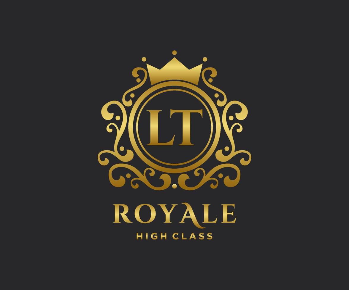 d'or lettre lt modèle logo luxe or lettre avec couronne. monogramme alphabet . magnifique Royal initiales lettre. vecteur