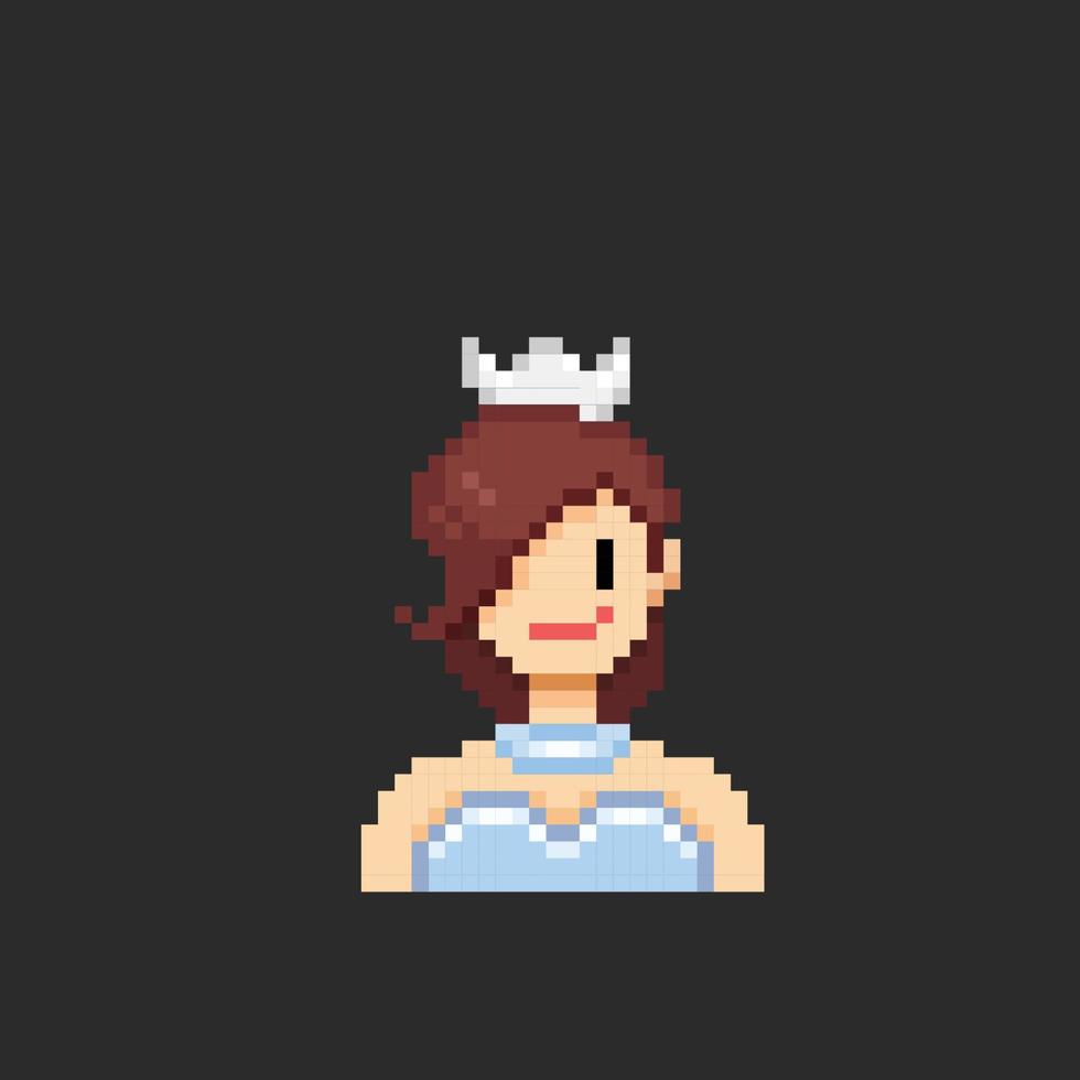 femme portant tiare dans pixel art style vecteur