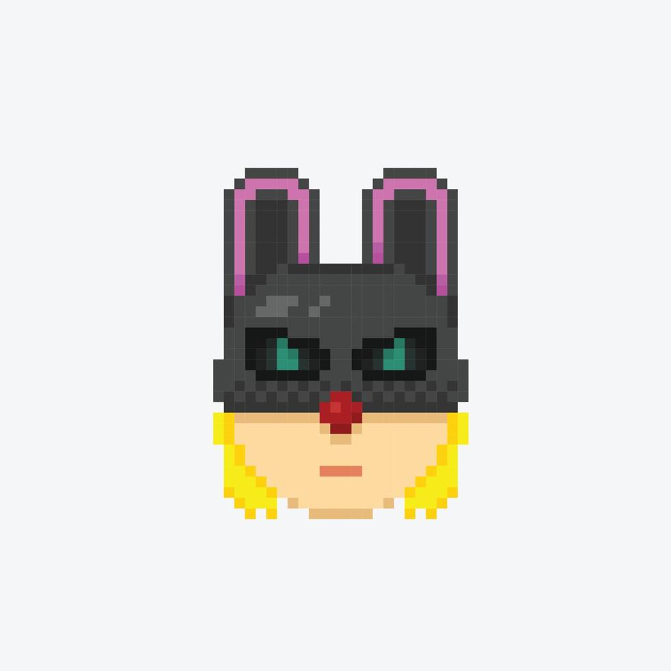 noir masqué lapin dans pixel art style vecteur