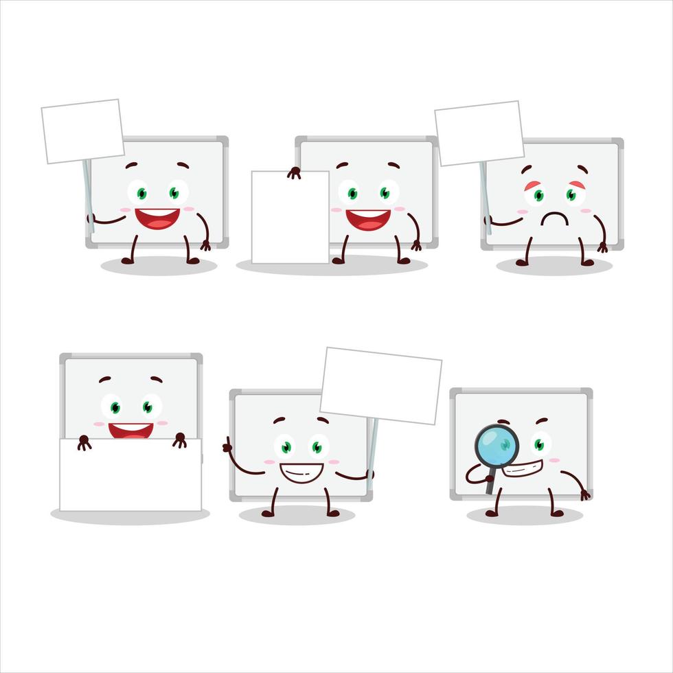 tableau blanc dessin animé dans personnage apporter information planche vecteur