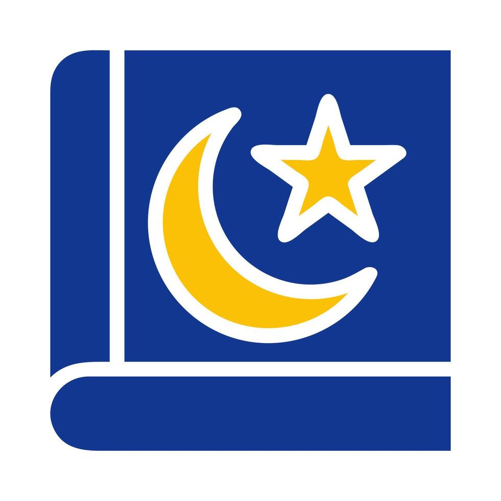 coran icône solide bleu Jaune Couleur Ramadan symbole parfait. vecteur