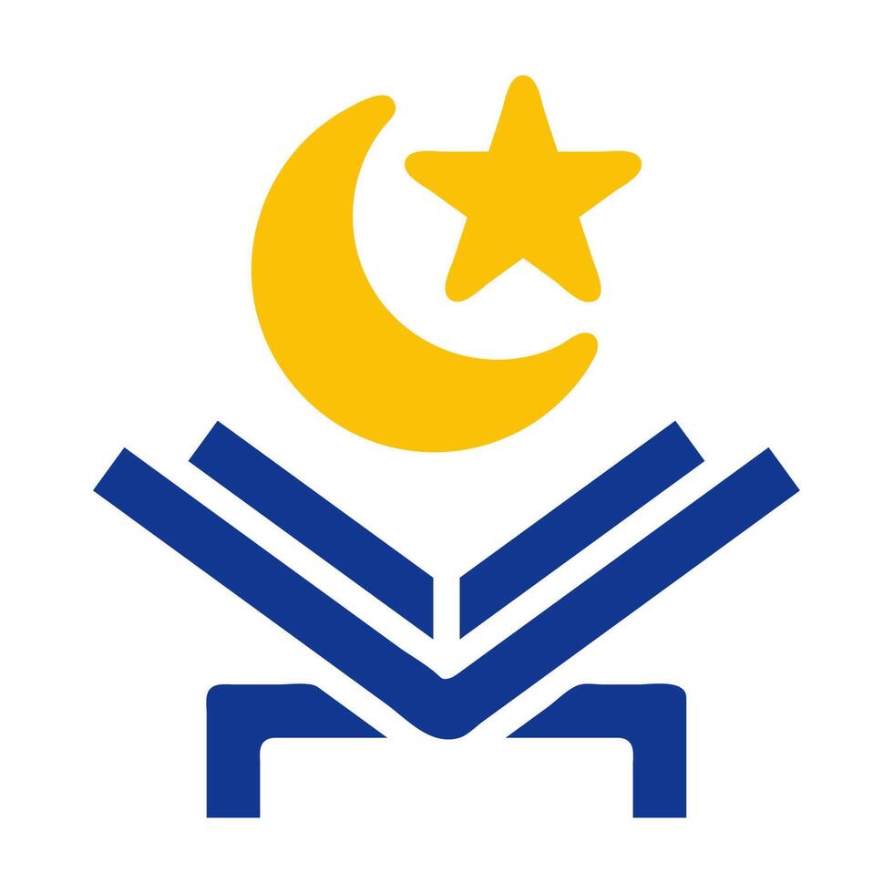 coran icône solide bleu Jaune Couleur Ramadan symbole parfait. vecteur