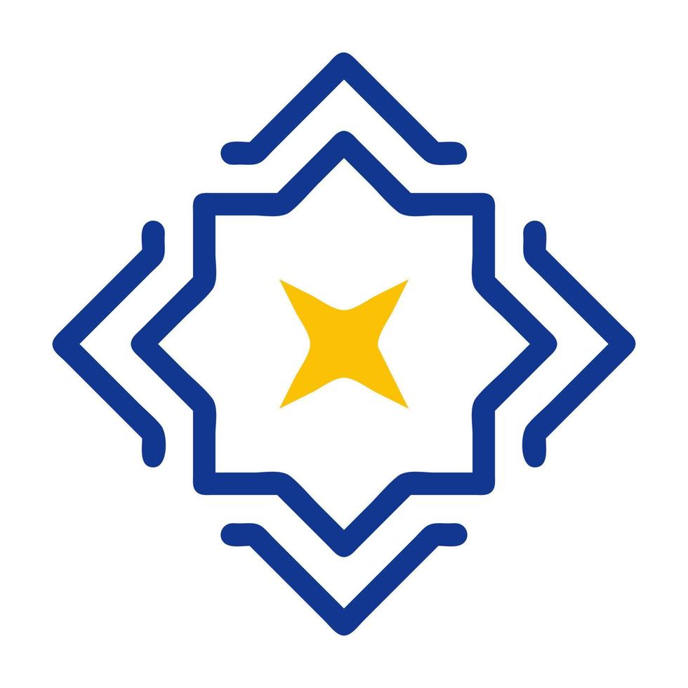 décoration icône solide bleu Jaune Couleur Ramadan symbole parfait. vecteur