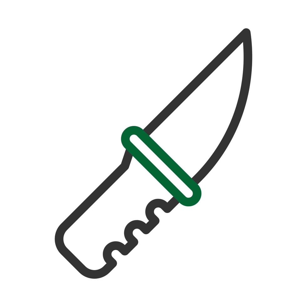 couteau icône bicolore gris vert Couleur militaire symbole parfait. vecteur