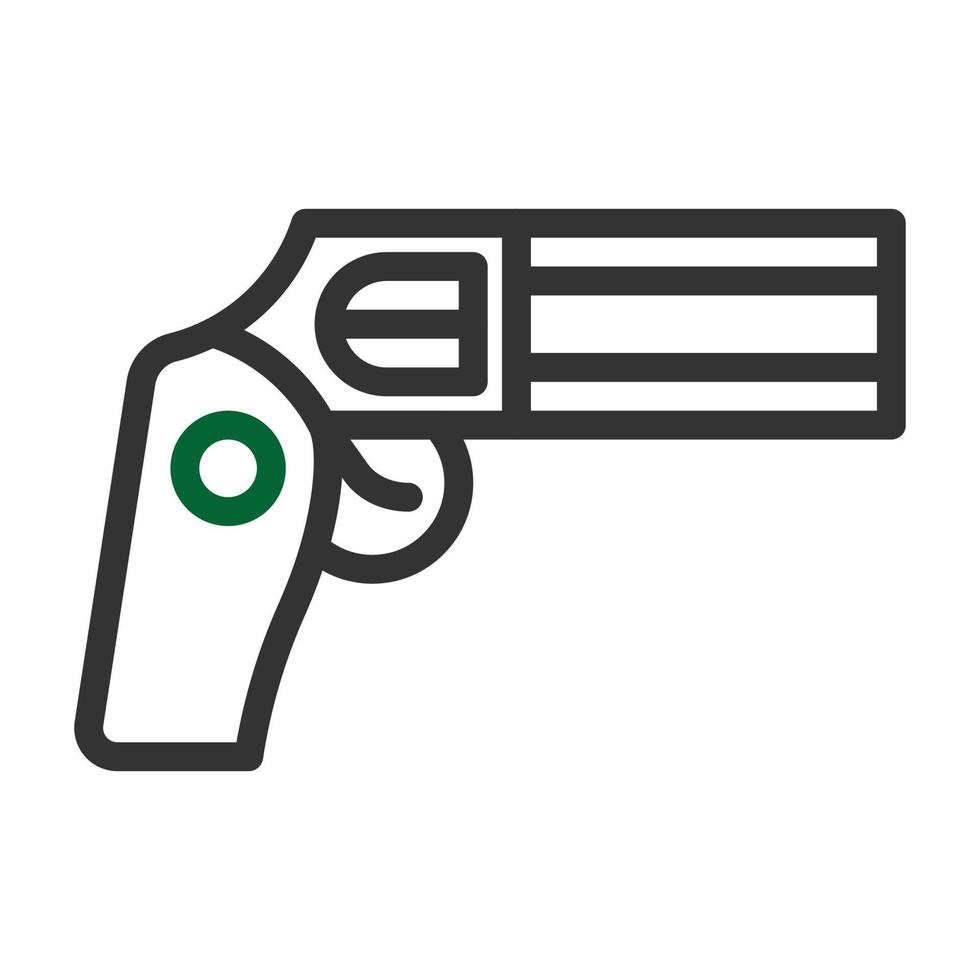 pistolet icône bicolore gris vert Couleur militaire symbole parfait. vecteur