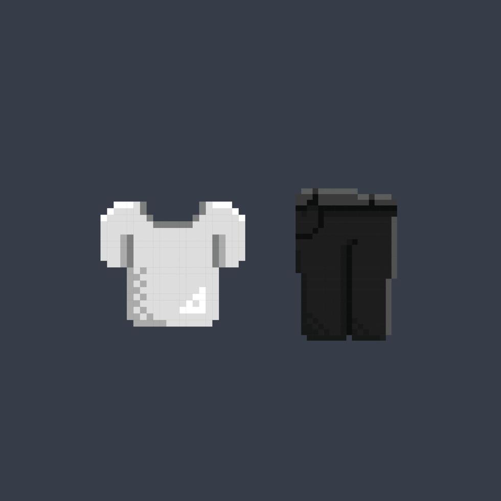 blanc chemise et noir un pantalon dans pixel art style vecteur