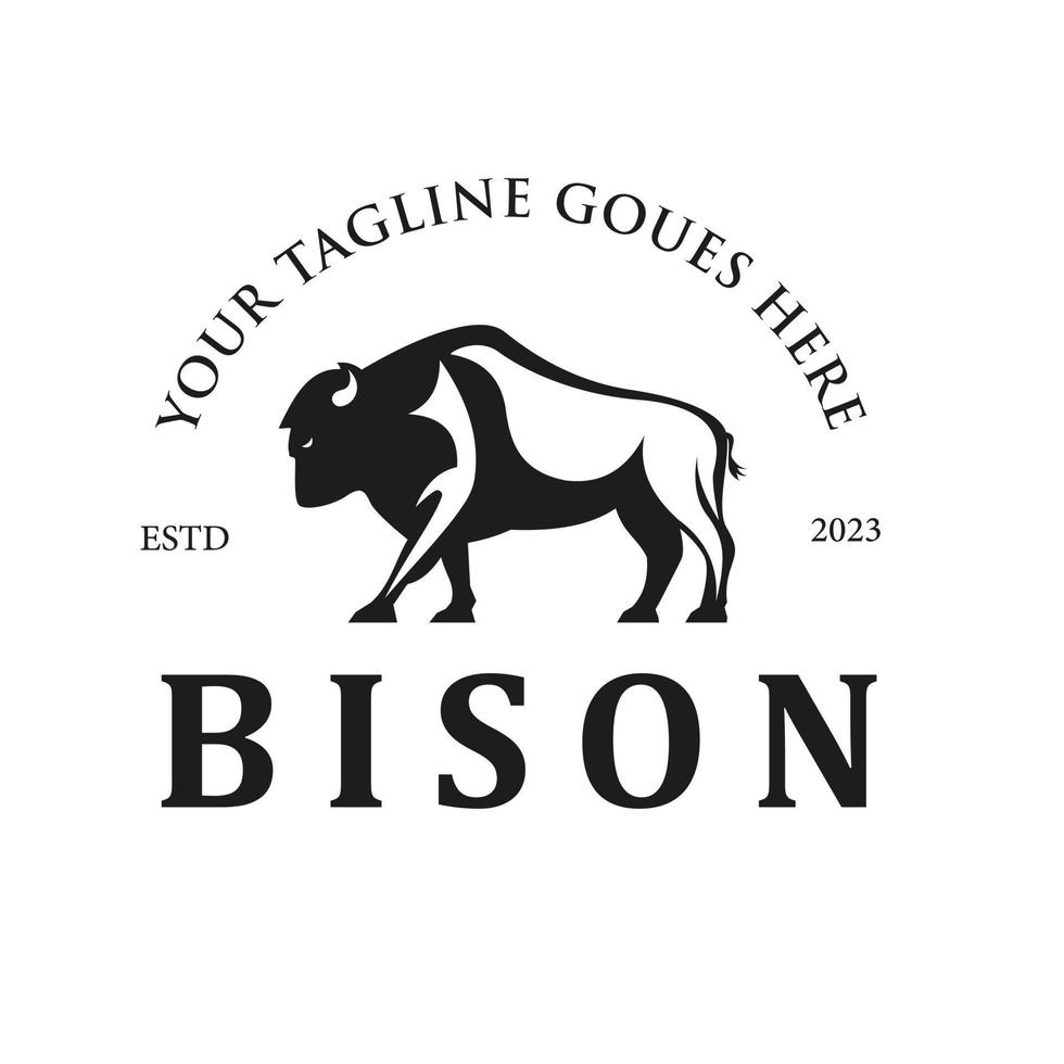 bison taureau buffle angus silhouette ancien rétro logo, buffle éleveurs vecteur illustration.