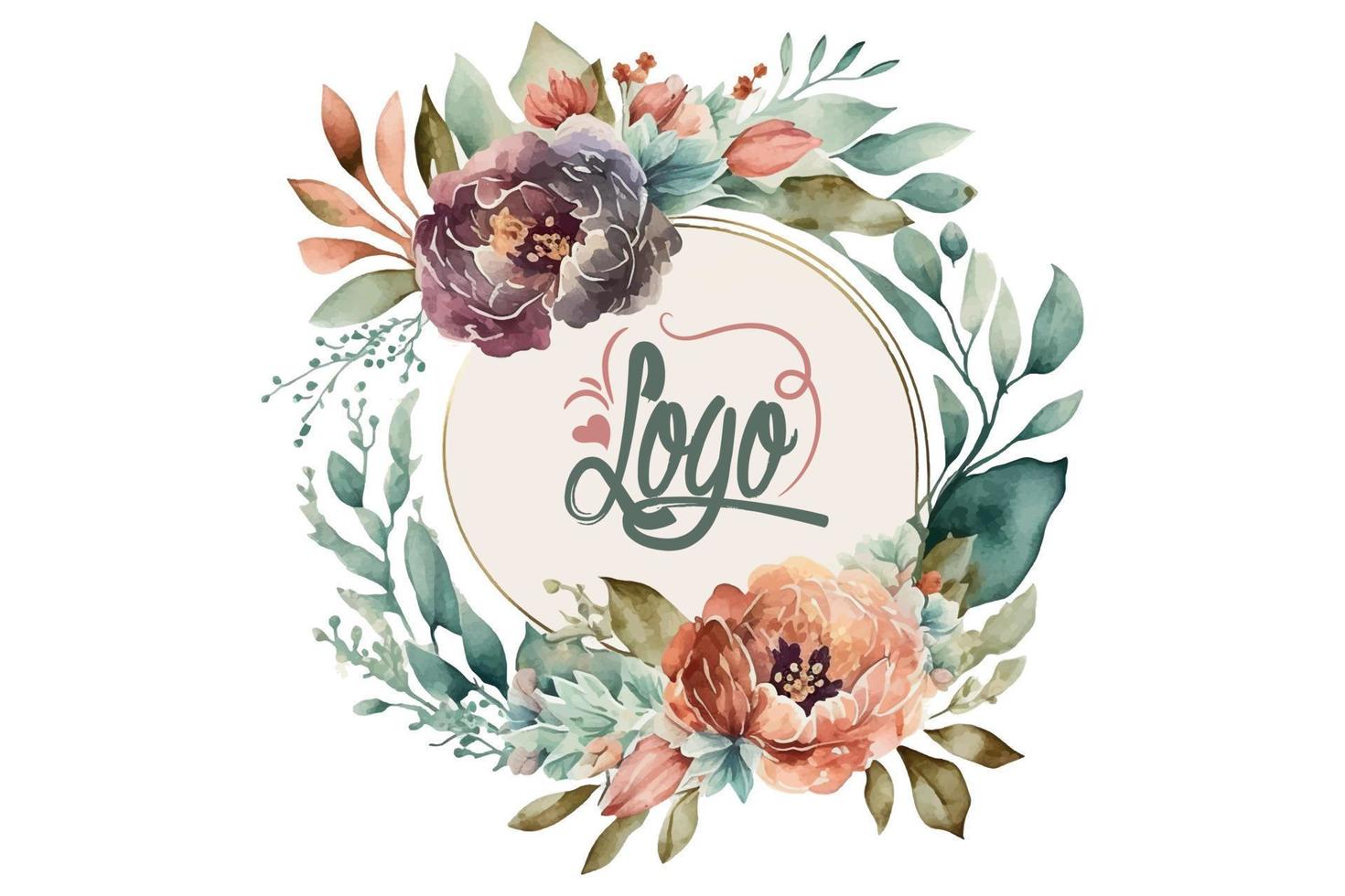 aquarelle floral logo, rond floral logo, moderne aquarelle logo, logo conception, calligraphie logo, floral logo, fleur logo vecteur