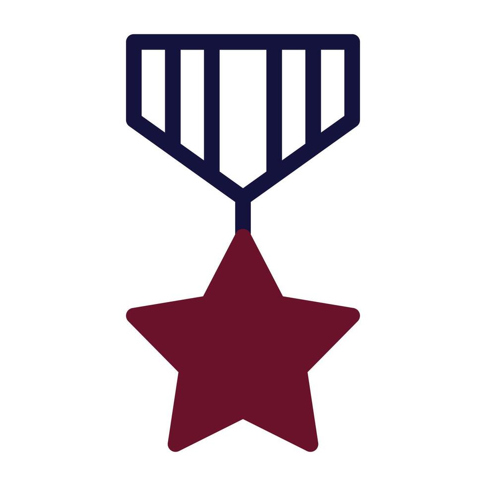 médaille icône bichromie bordeaux marine Couleur militaire symbole parfait. vecteur