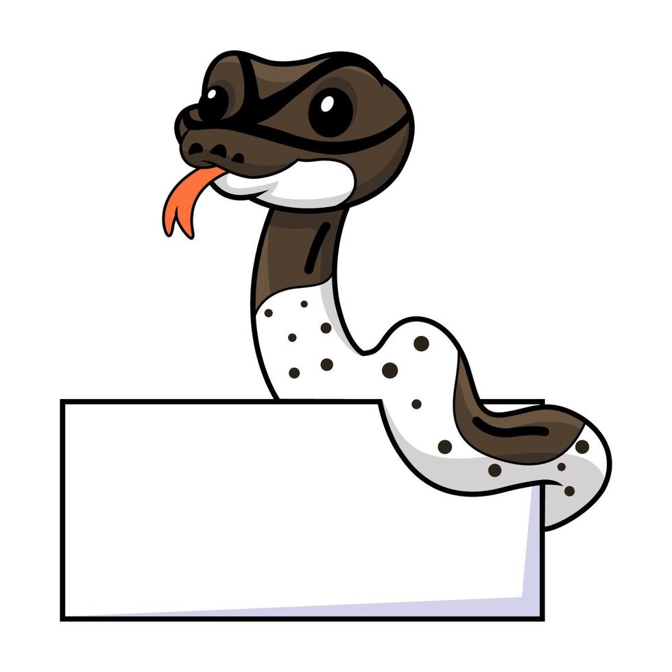 mignonne oreo pie Balle python dessin animé avec Vide signe vecteur