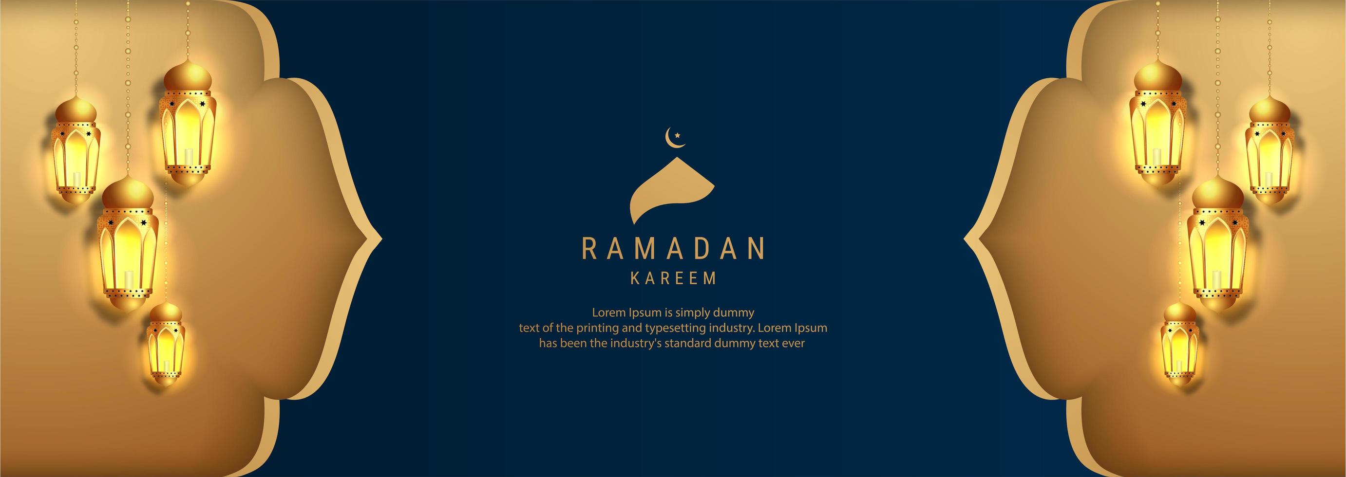 conception de bannière de calligraphie dorée ramadan kareem vecteur