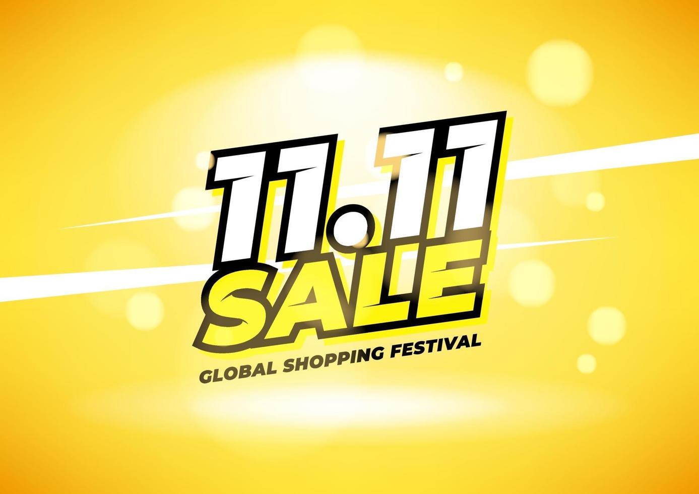 11.11 affiche de vente de jour de magasinage ou conception de flyer. vente en ligne du festival du shopping mondial. vecteur