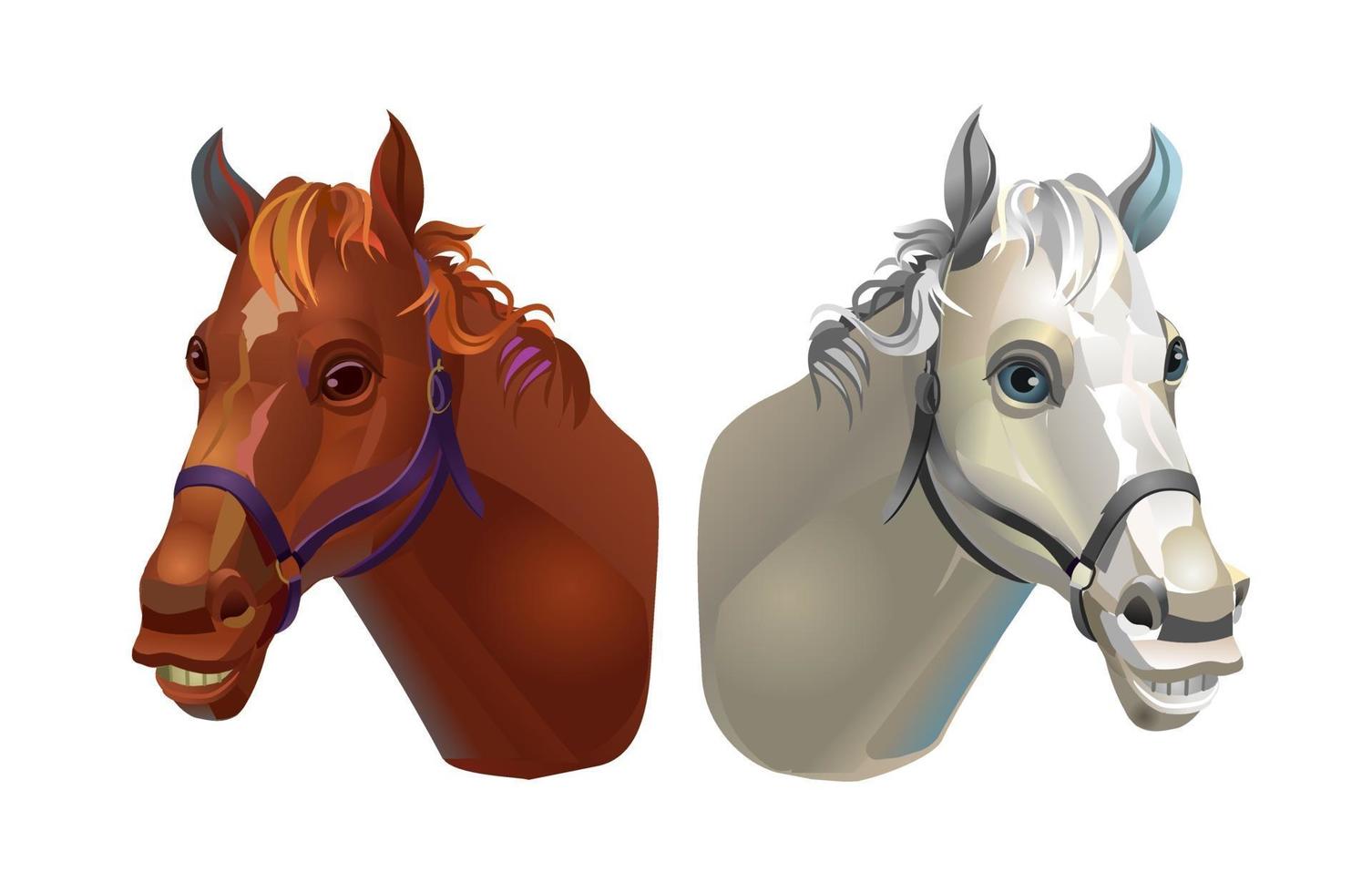 les têtes des chevaux. clair et sombre. illustration vectorielle vecteur