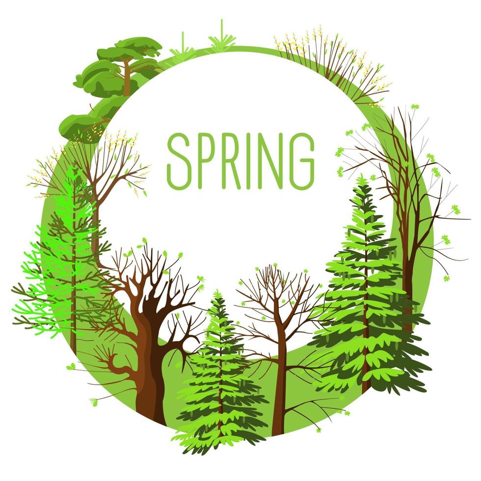 carte saisonnière des arbres de printemps vecteur