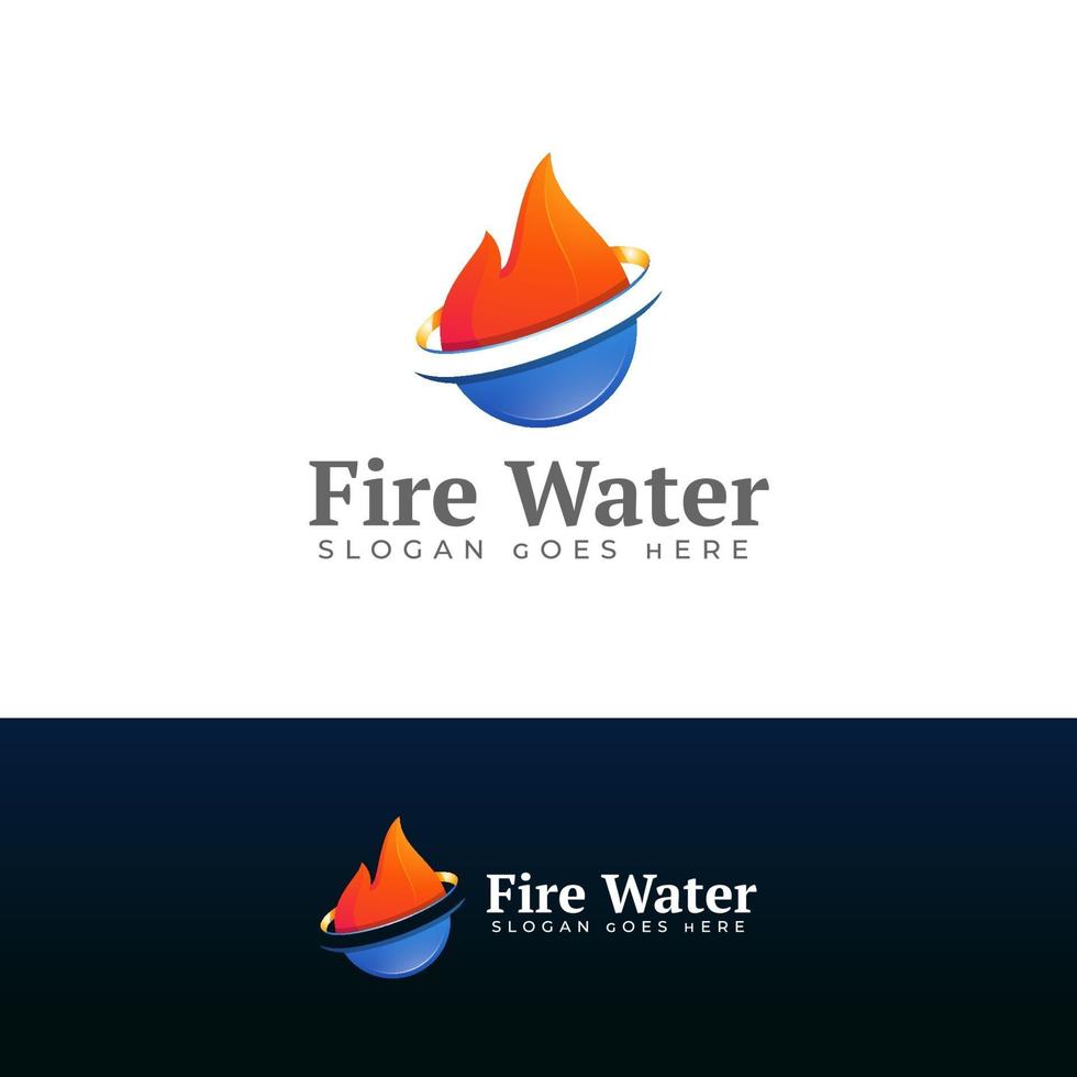 modèle de conception de logo feu et eau vecteur