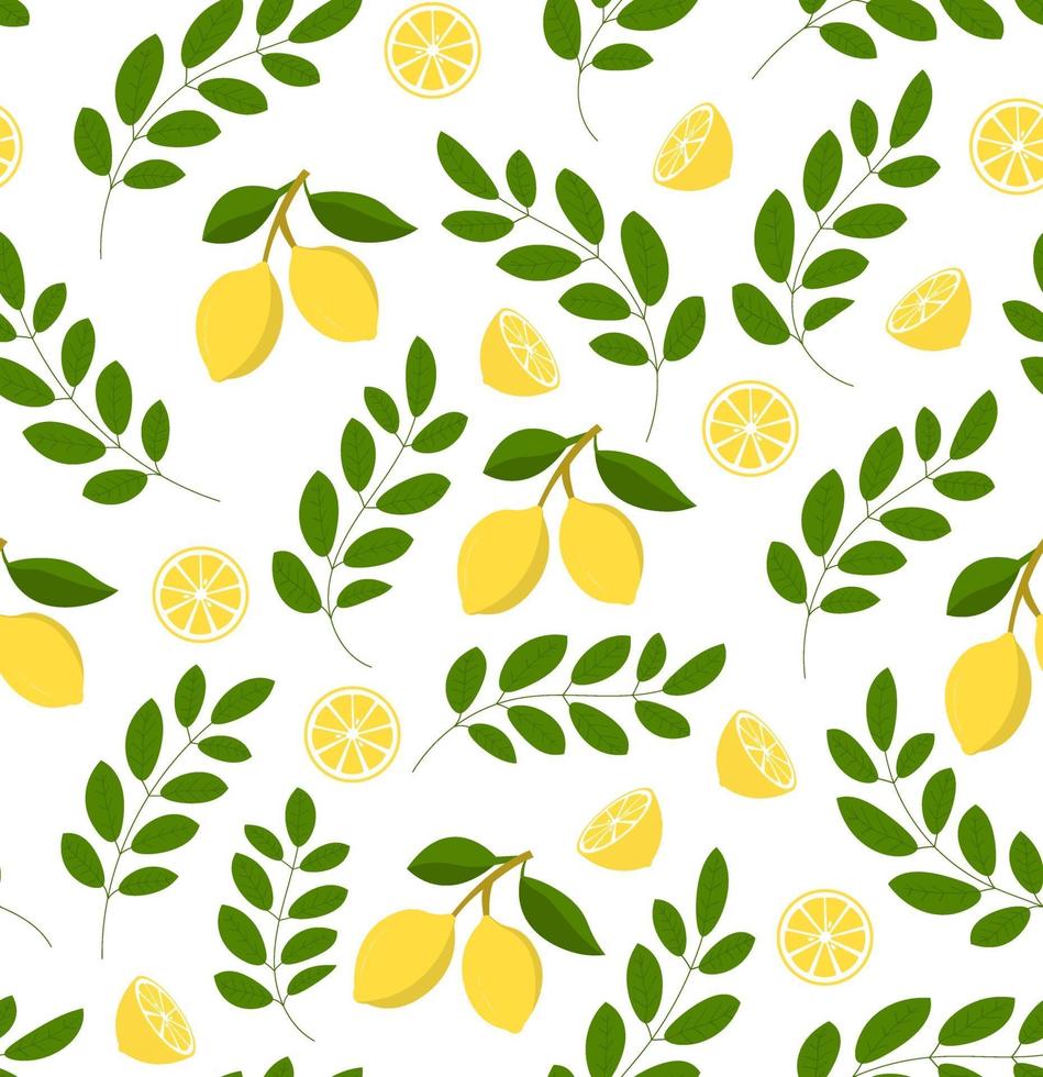 motif de citron sans soudure sur fond blanc. illustration vectorielle d'agrumes. parfait pour le papier peint, l'arrière-plan, le textile, le tissu, le papier d'emballage ou les flyers. vecteur