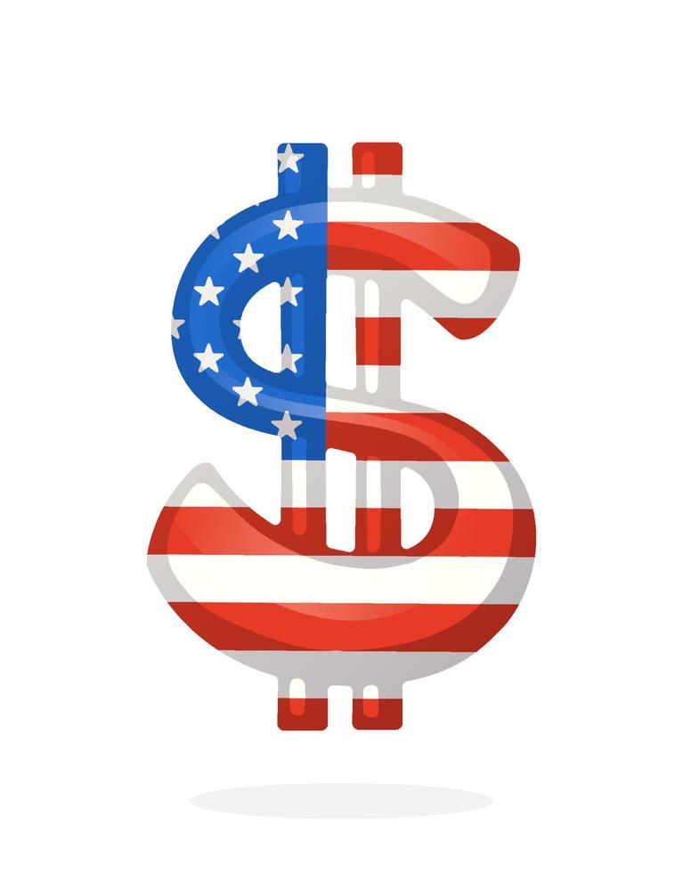 plat illustration de le dollar symbole dans nationale drapeau couleurs avec deux verticale lignes vecteur