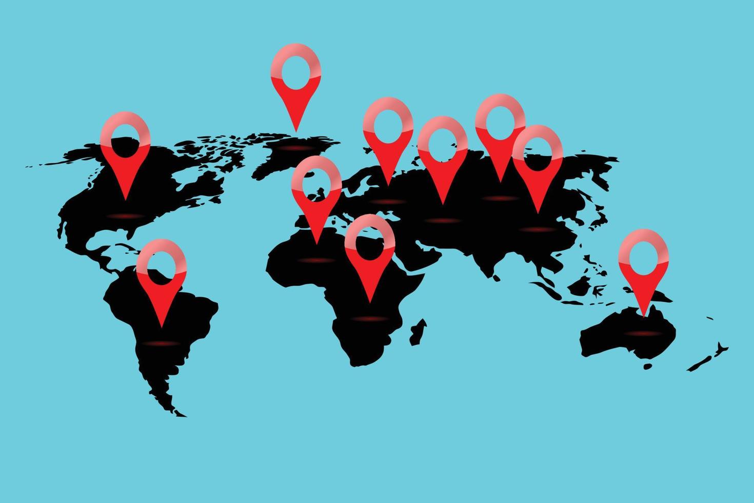 emplacement sur la carte du monde vecteur