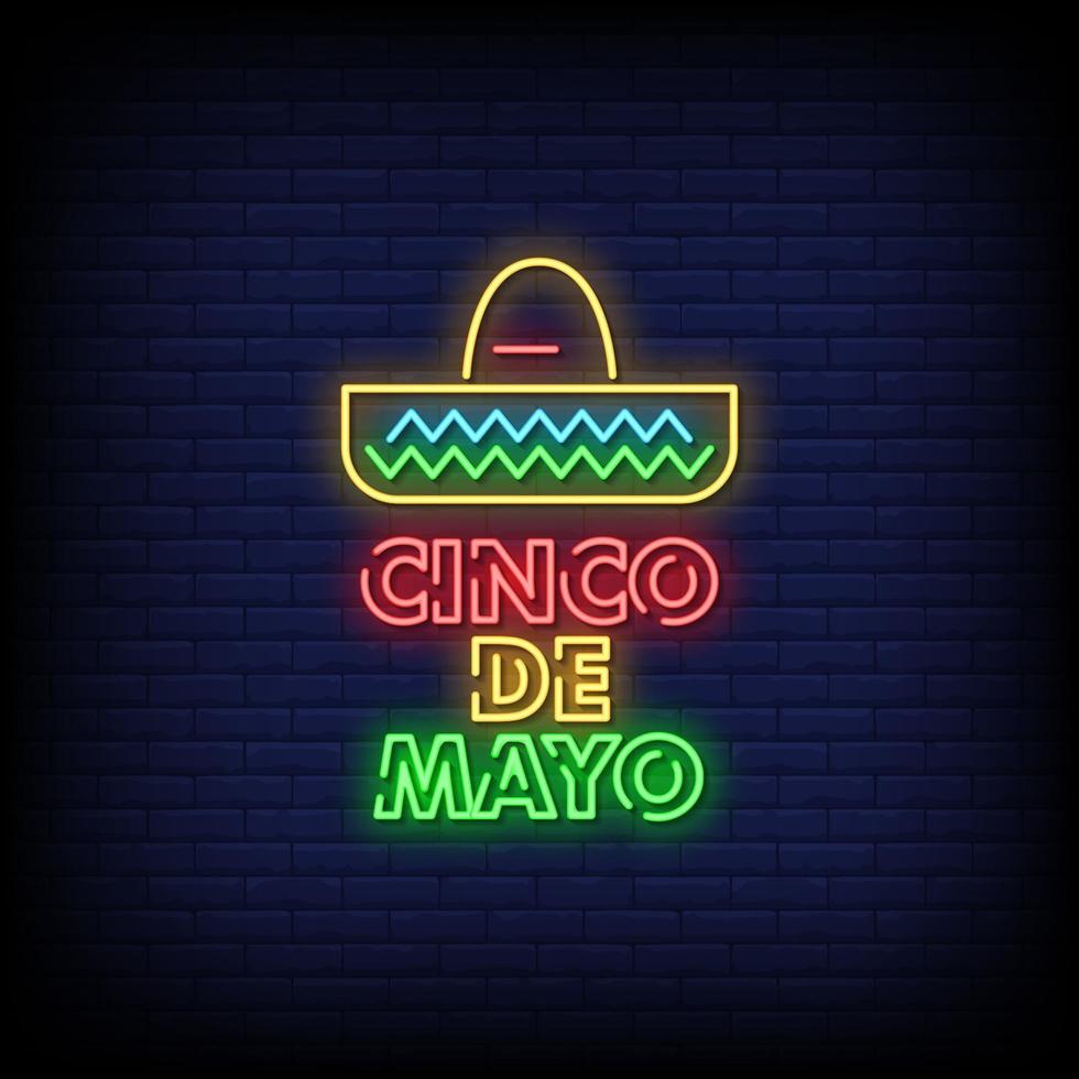 cinco de mayo néon signe style vecteur de texte