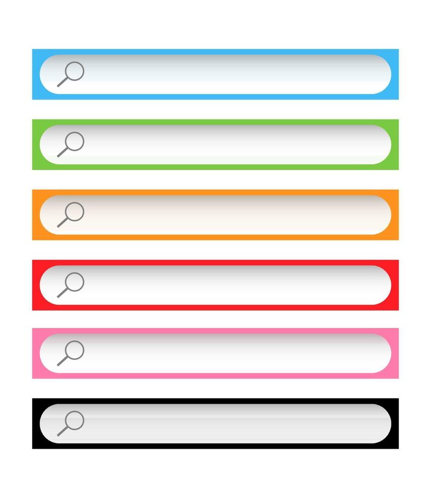 barres d'outils de recherche colorées vecteur