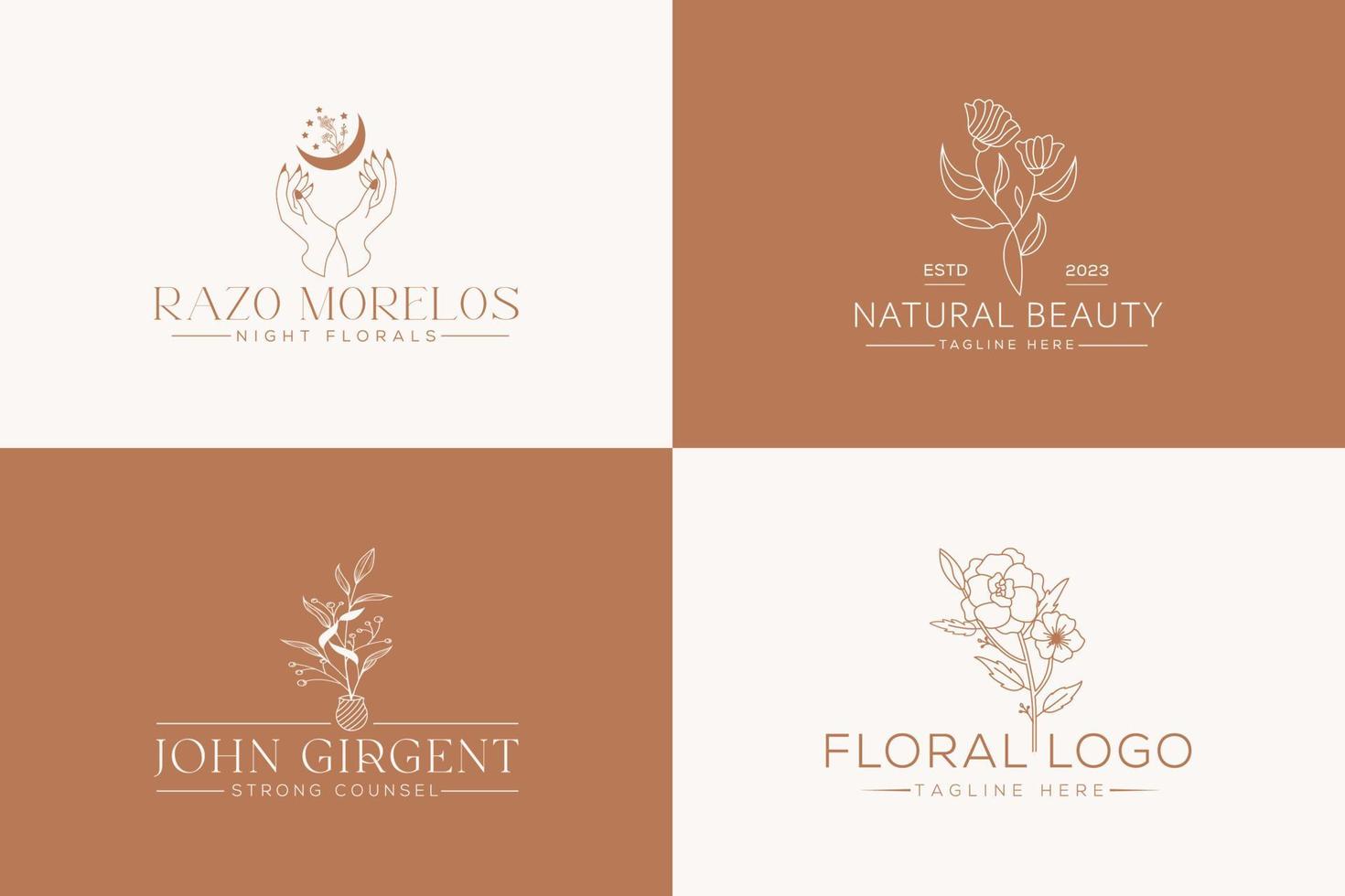 botanique floral élément main tiré logo avec sauvage fleur et feuilles. logo pour spa et beauté salon, boutique, biologique boutique, mariage, floral designer, intérieur, la photographie, cosmétique. gratuit vecteur