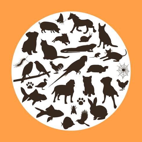 16 silhouettes de vecteur pour animaux de compagnie
