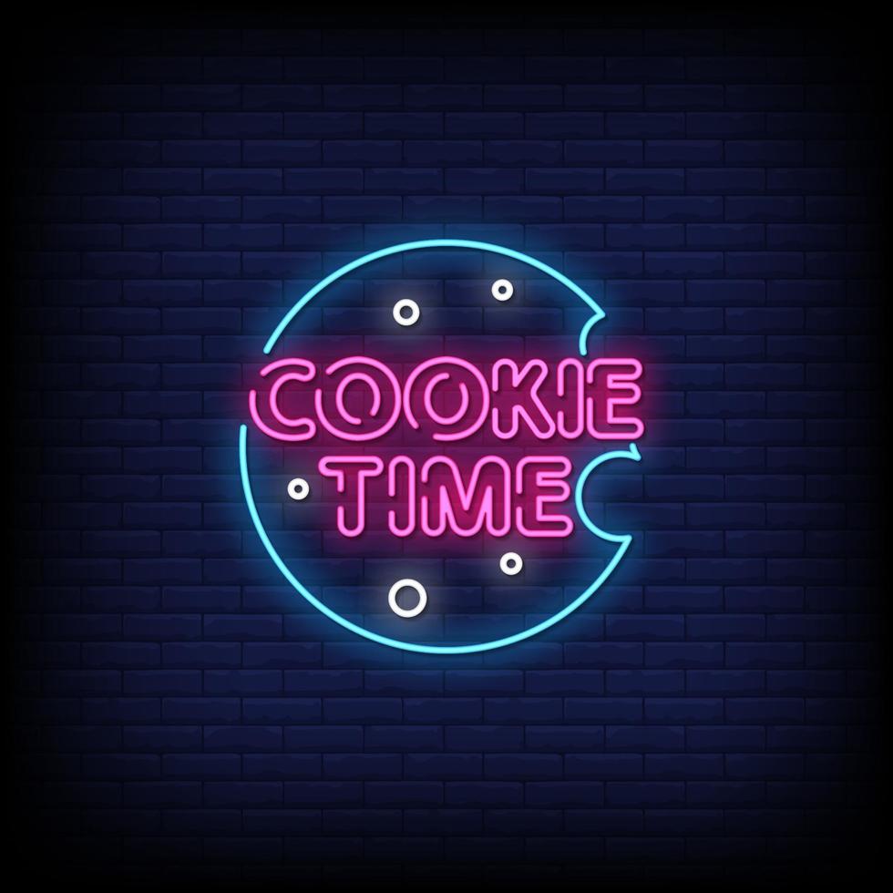 vecteur de texte de style cookie time enseignes au néon