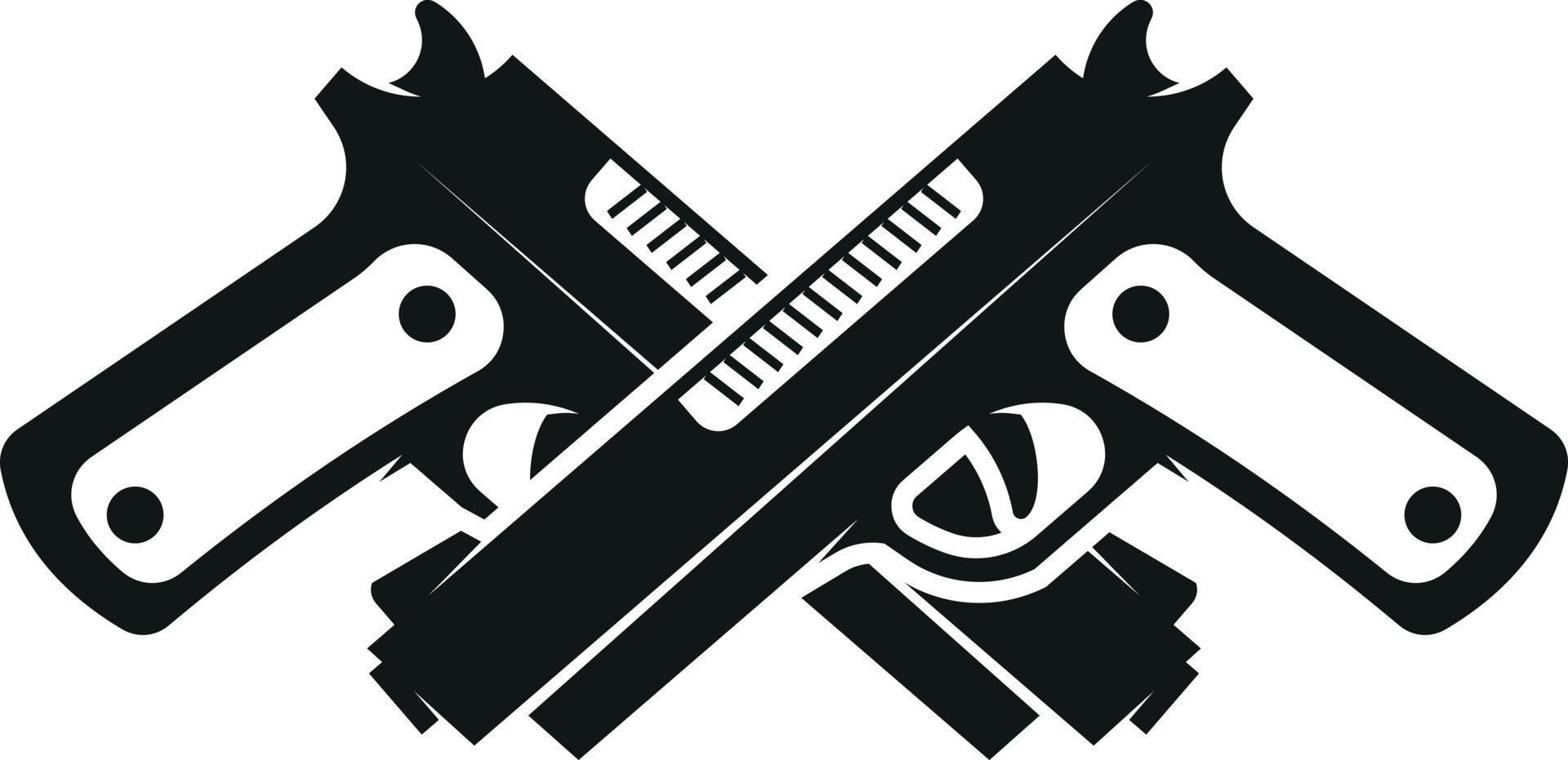 silhouette de deux pistolets vecteur