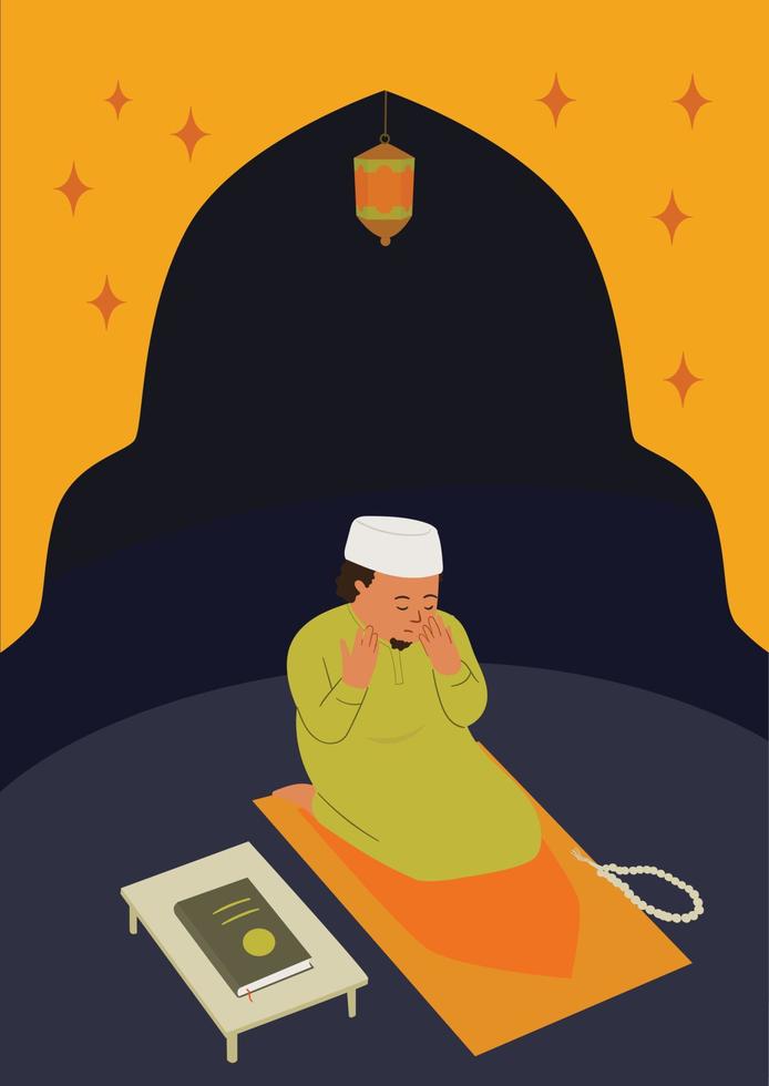 musulman homme prier vecteur illustration