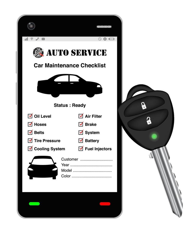 smartphone avec application de service de voiture vecteur