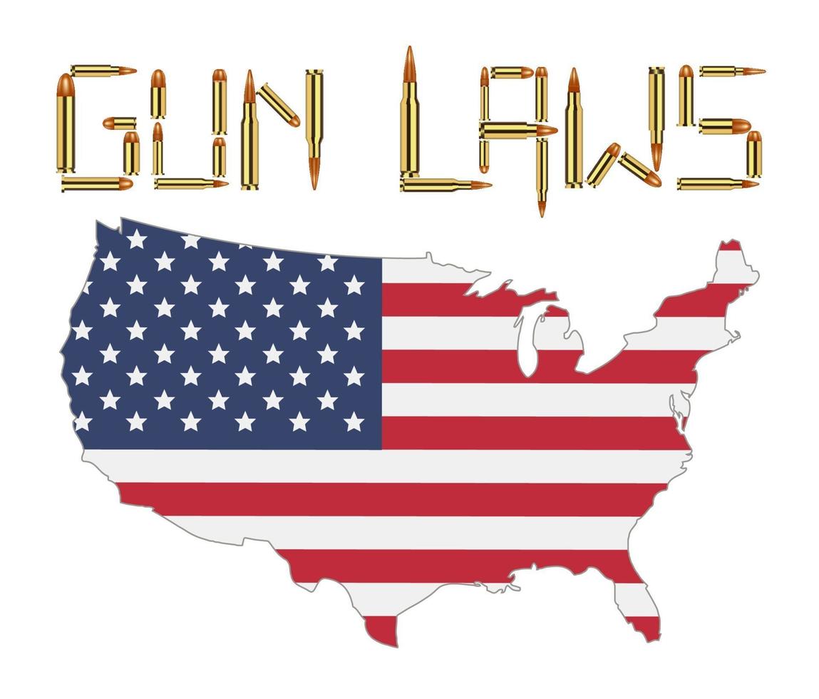 Balle des lois sur le contrôle des armes à feu avec le drapeau américain vecteur
