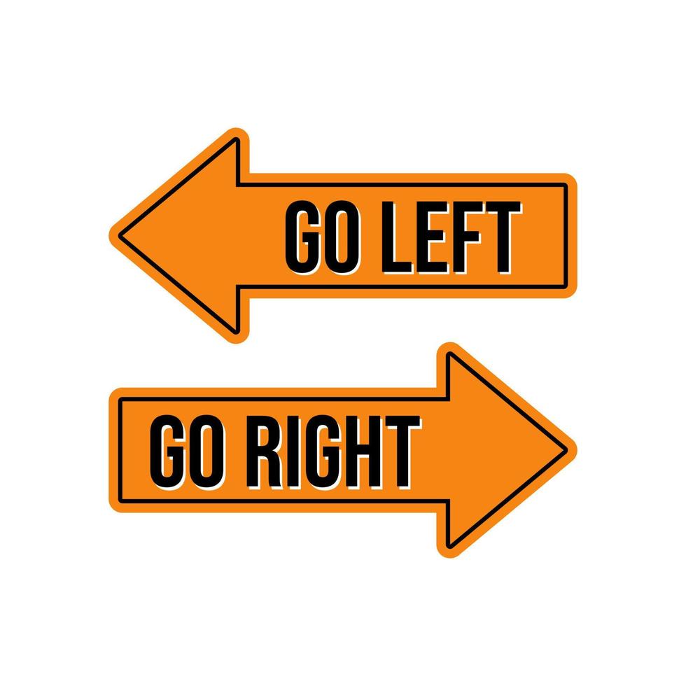 aller la gauche droite signe directions symbole icône étiquette conception vecteur