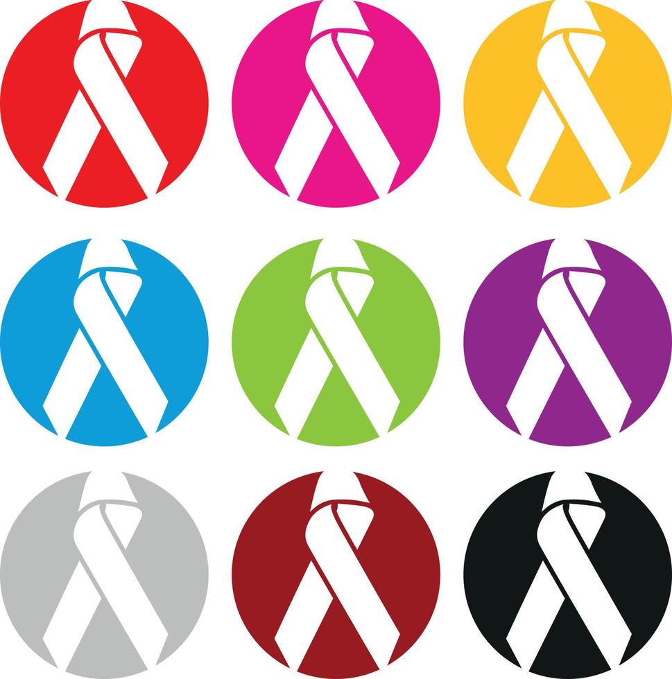 cancer rubans dans divers couleurs vecteur