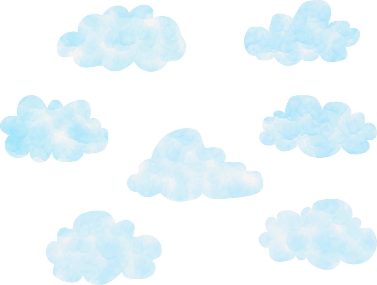 aquarelle nuage isolé sur blanc vecteur