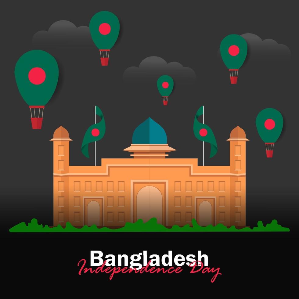 vecteur de la fête de l'indépendance avec des drapeaux du Bangladesh.